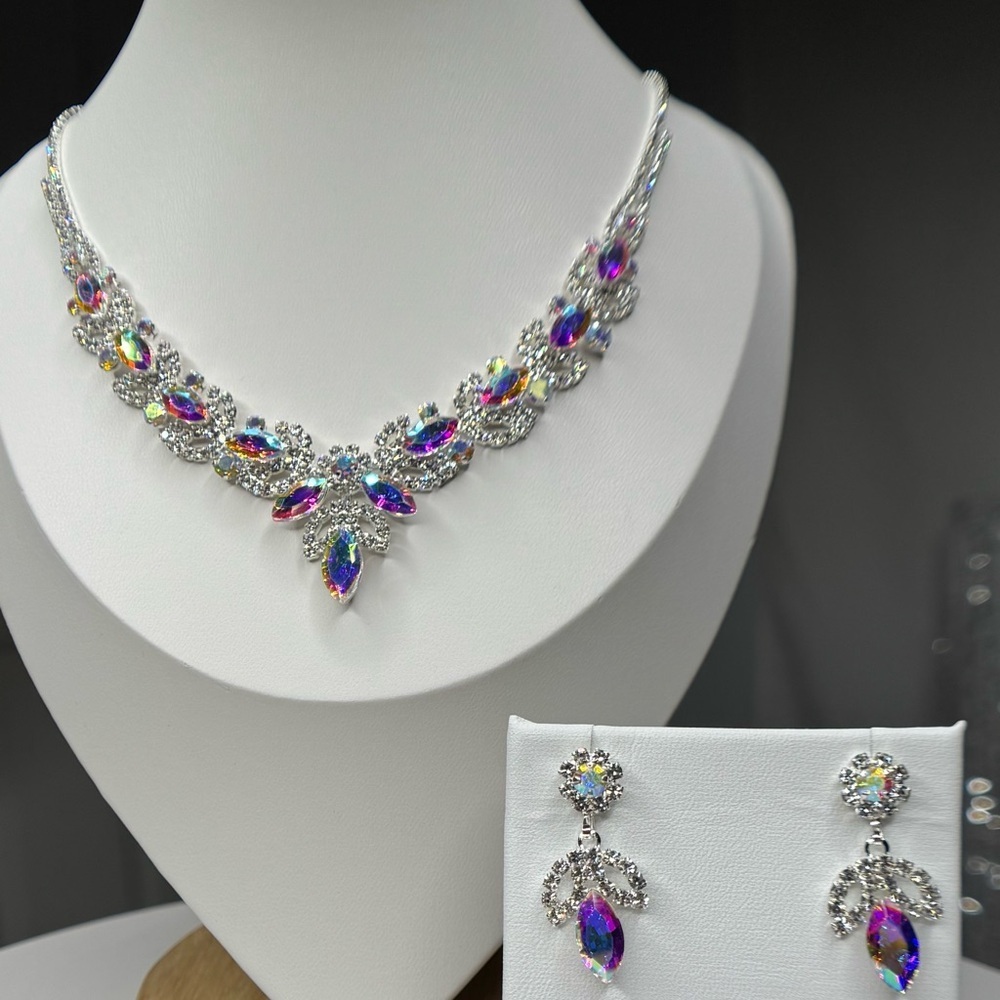 Elegant Aurora Borealis Necklace & Earring Set